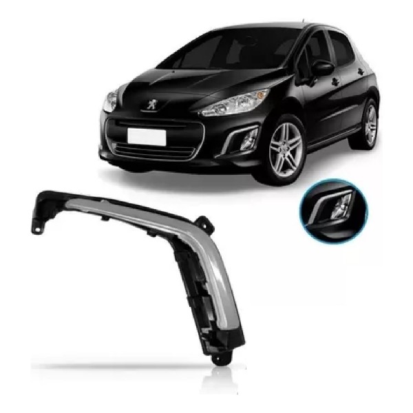 Grade Moldura Milha Dir Peugeot 308 2012 2013 2014 C/ Friso Primer Direito