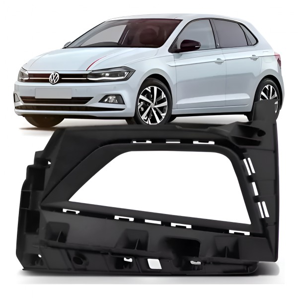 Moldura Grade Farol Milha Esquerdo Polo Virtus 2017/20 Preto