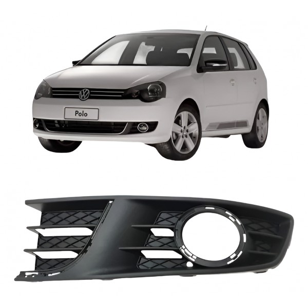 Grade Milha Com Furo Preta Vw Polo 2012 2013 2014 2015 Esq Preto Esquerdo