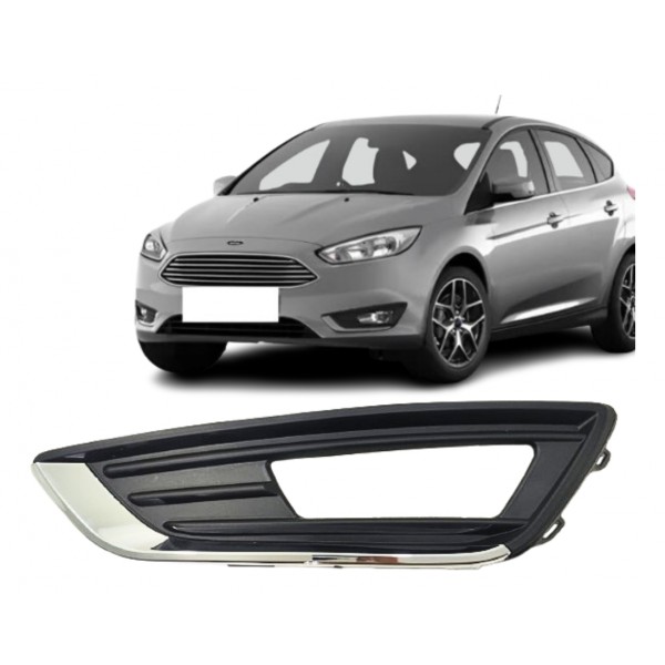 Grade Moldura Farol Milha Focus 2015 A 2017 Lado Esquerdo Preto/cromado Esquerdo