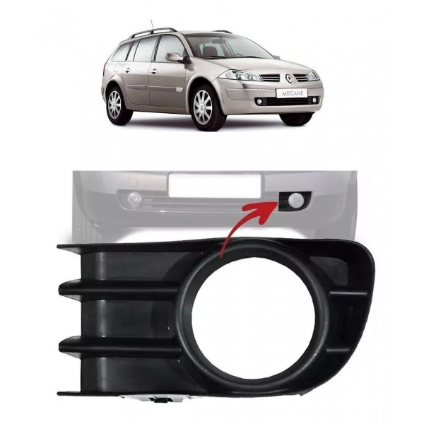 Grade Moldura Farol Auxiliar Esquerdo Milha Megane 06 A 13 Preto Esquerdo Motorista