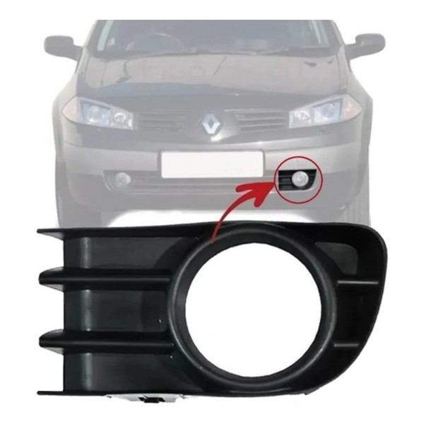 Grade Moldura Farol Auxiliar Esquerdo Milha Megane 06 A 13 Preto Esquerdo Motorista