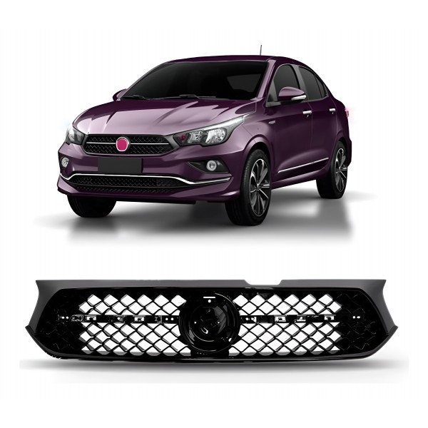 Grade Radiador Cronos 2017 2018 2019 2020 Preta Logo Redondo Preto