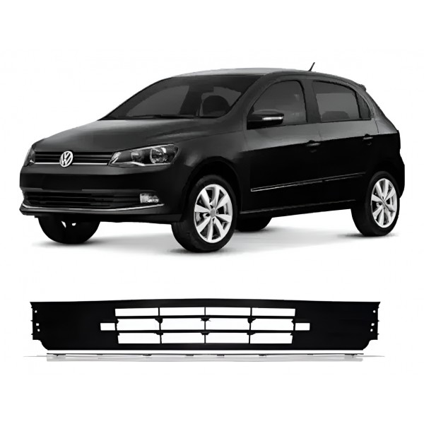Grade Parachoque Central Gol Saveiro G6 13/16 Friso Cromado Preto