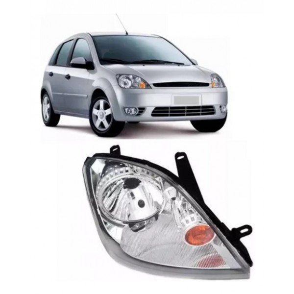 Farol Ford Fiesta Hatch Sedan 03/07 Cromado Amazon