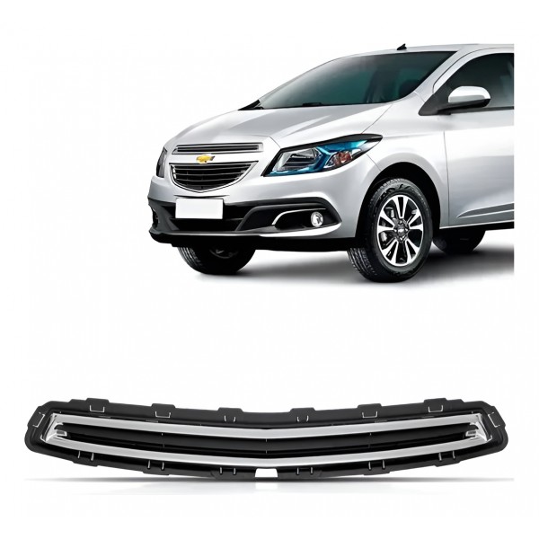 Grade E Friso Cromado Dianteira Superior Onix/ Prisma/13 Preto