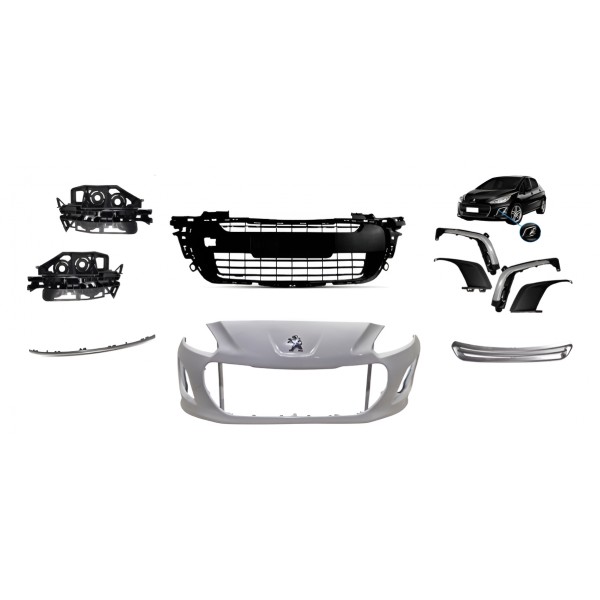 Kit Frente Parachoque Dianteiro Peugeot 308 2012 A 2015 Branco