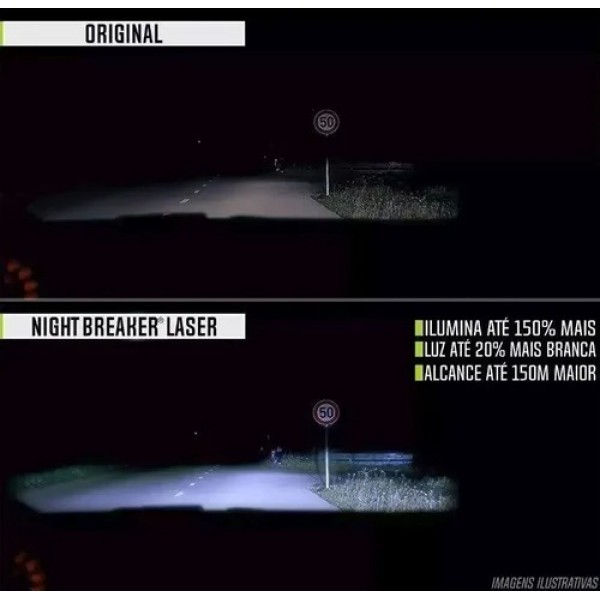 Par Lampada Osram Night Breaker Laser H4 150% +luz 2pc