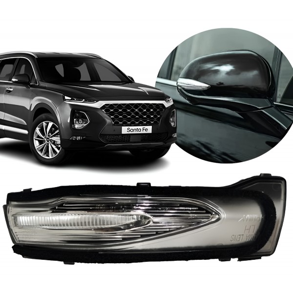 Seta Pisca Retrovisor Santa Fé 2019 A 2020 Lado Direito Direito/passageiro Preto Direito/passageiro