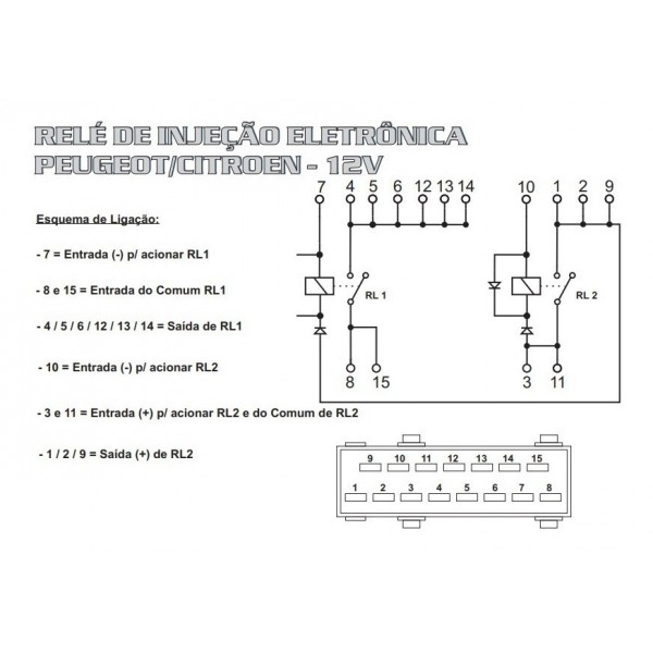 Relé Injeção Eletrônica Peugeot / Citroën - 12v  Dni8142