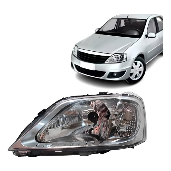 Farol Logan Lado Esquerdo 07/10 Cromado Esquerdo