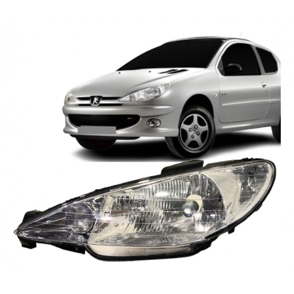 Farol Lado Esquerdo Para Peugeot 206 2005 A 2010 Lente Lisa Esquerdo/motorista