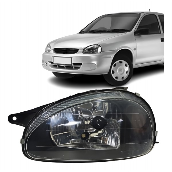 Farol Lado Esquerdo Corsa 2000 A 2009 Mascara Negra Esquerdo/motorista