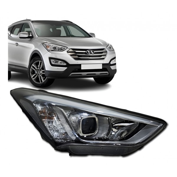 Farol Elétrico Santa Fe 2014 2015 2016 C/ Projetor S/ Led Direito/passageiro
