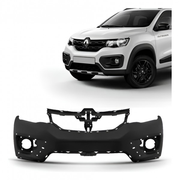 Parachoque Dianteiro Kwid  17 18 19 20 Liso Com Furo 27225 Preto