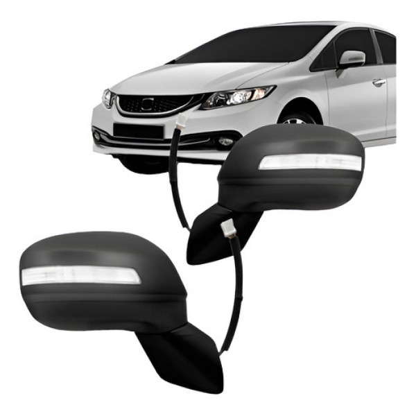 Par Retrovisor Civic 2012 13 14 2015 Eletrico C/pisca Preto