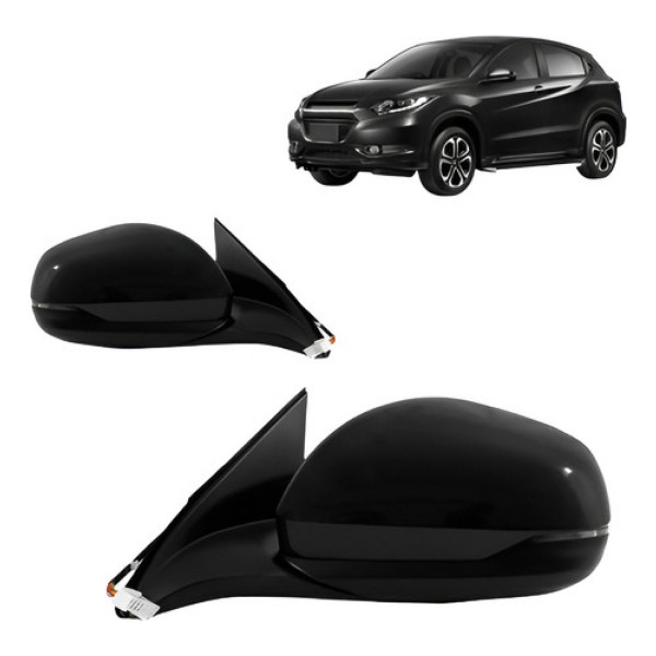 Par Retrovisor Hrv 2015 A 2021 Eletrico Com Pisca Capa Preta