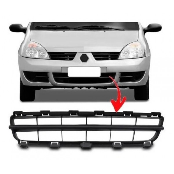 Moldura Parachoque Renault Clio 03/05 Central  Preto Ambos Os Lados