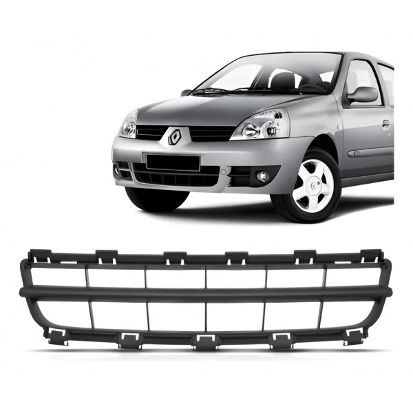 Moldura Parachoque Renault Clio 03/05 Central  Preto Ambos Os Lados