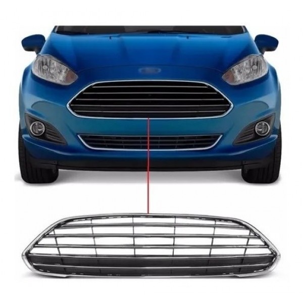 Grade New Fiesta 14 15 16 17 18 (frisos Cromado) Brilhante