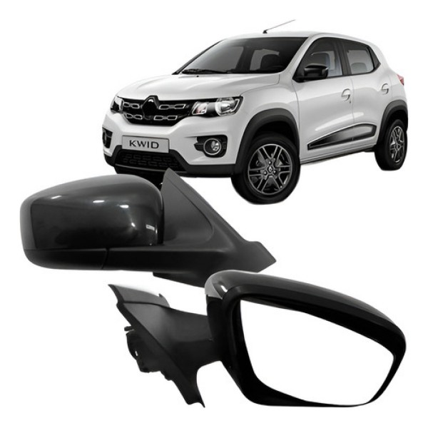 Par Retrovisor Elétrico C/ Capa Preta Kwid 2017 A 2023