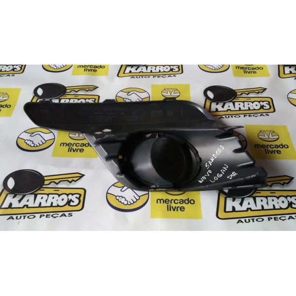 Moldura Farol De Milha Lado Dir. Renault Logan E Sandero Preto