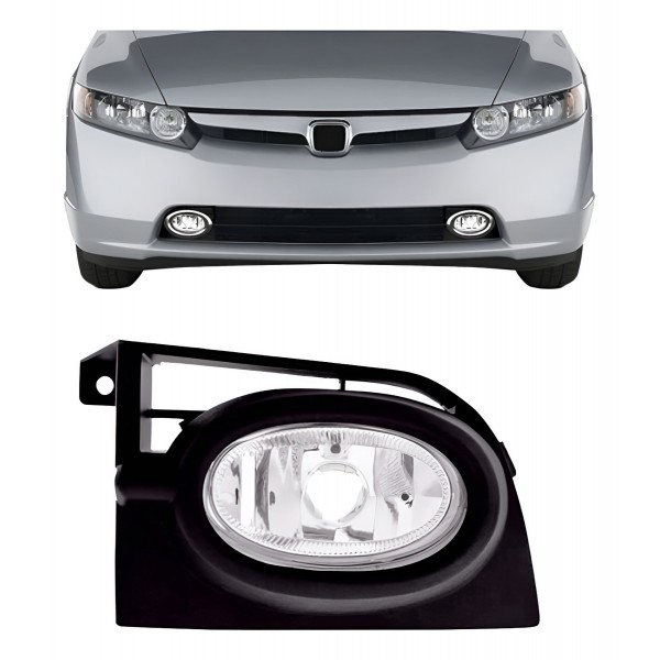 Farol Milha Auxiliar Civic Exs 2006 2007 2008 Com Moldura