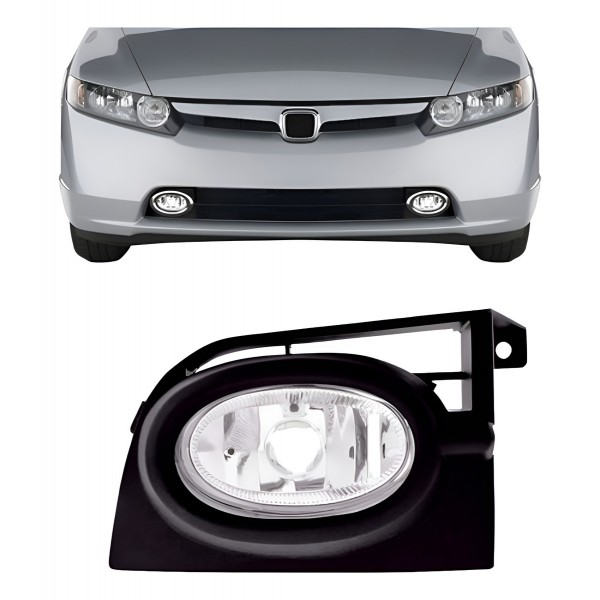 Farol Milha Auxiliar Civic Exs 2006 2007 2008 Com Moldura