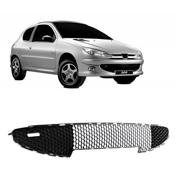 Grade Central Para Peugeot 206 05/10 Preto S/friso Bocão