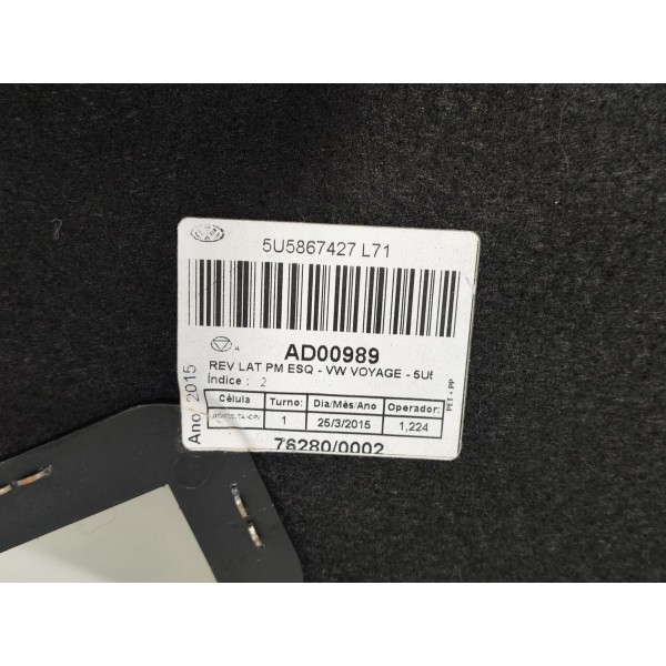 Forro Lateral Porta Malas Voyage G6 G7 2012 A 2018 Esquerdo