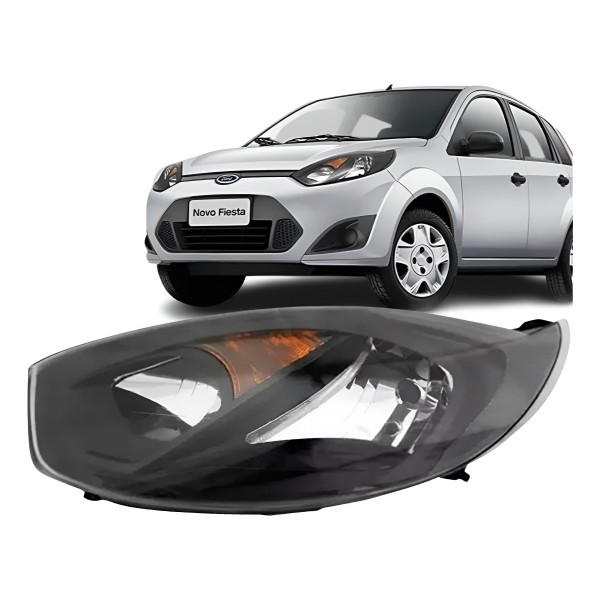 Farol Esquerdo Fiesta Rocam 2010 A 2014 Mascara Negra Esquerdo/motorista